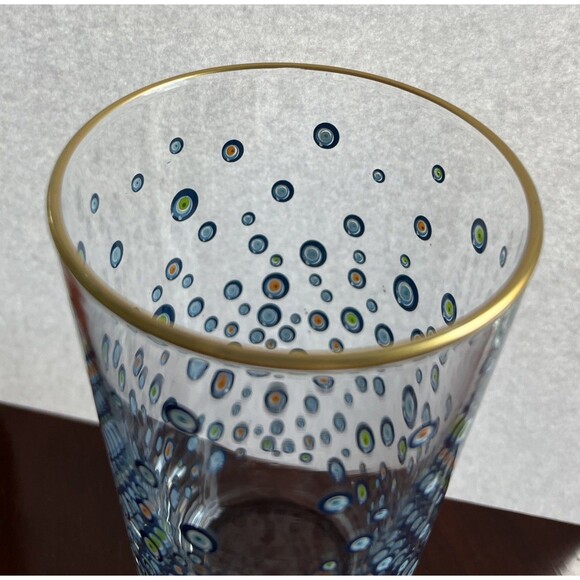 Rakle Evil Eye Drinking Glasses Set/3 Gold Rim Blue Green Orange Design - Picture 3 of 7